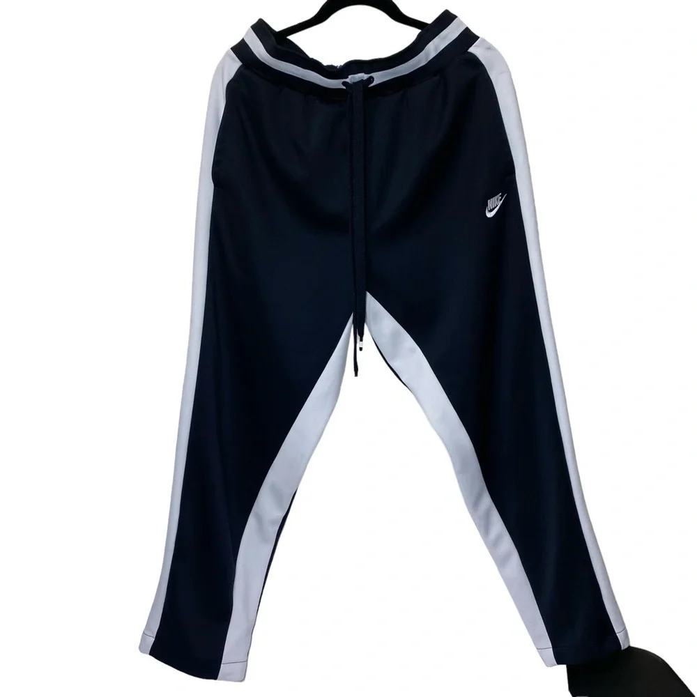 Nike Air Sportswear Track Pants Mens Loose Straight Leg Black White Size Medium